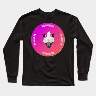 No means No Hissing Cat Artwork Long Sleeve T-Shirt